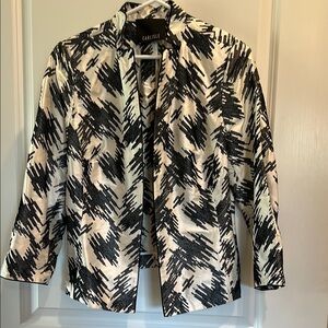 Carlisle Embroidered Silk Black White Patterned Blazer Jacket
